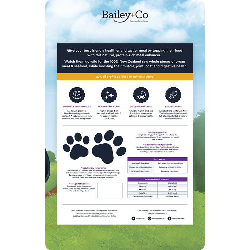 Bailey+Co Dog Freeze-Dried Raw Meal Enhancer New Zealand Mixed Protein 300g