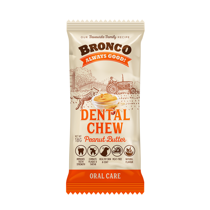 Bronco Dog Dental Chew Peanut Butter 18g
