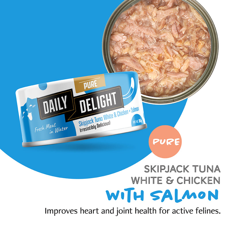 Daily Delight Cat Pure Skipjack Tuna White & Chicken with Salmon 80g (DD43)