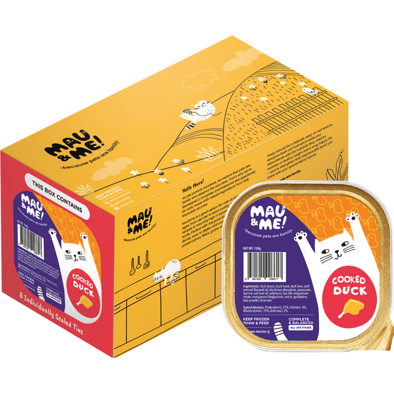 *FROZEN* Mau&Me! Cat Cooked Duck Complete & Balanced 1.2kg (150g x 8)