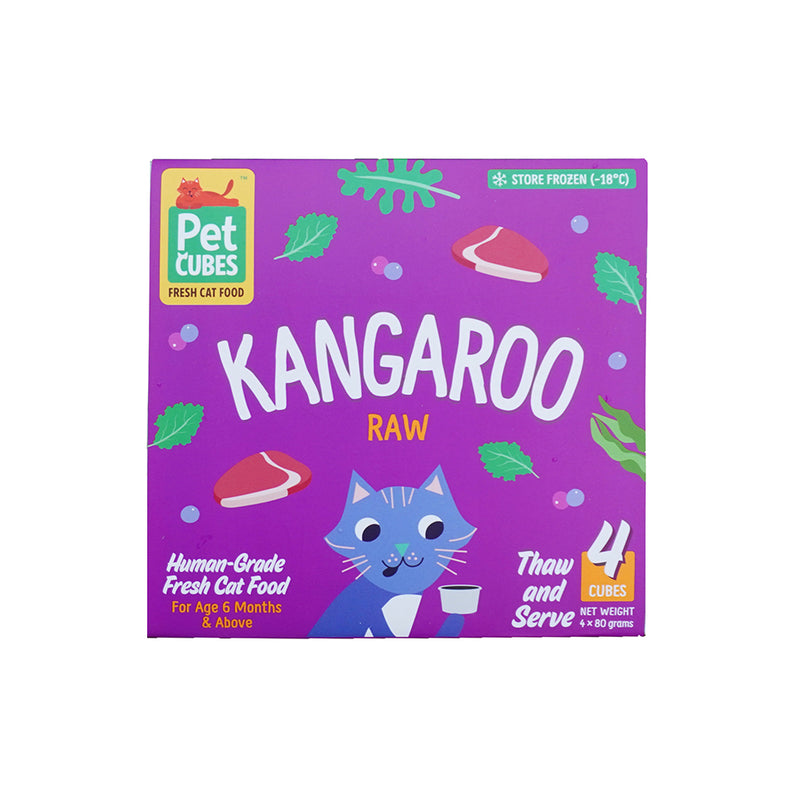*FROZEN* PetCubes Cat Raw Kangaroo 1.28kg (4 x 320g)