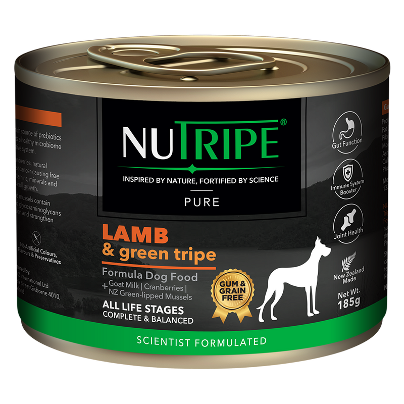 Nutripe Dog Gum & Grain Free Pure Lamb & Green Tripe 185g