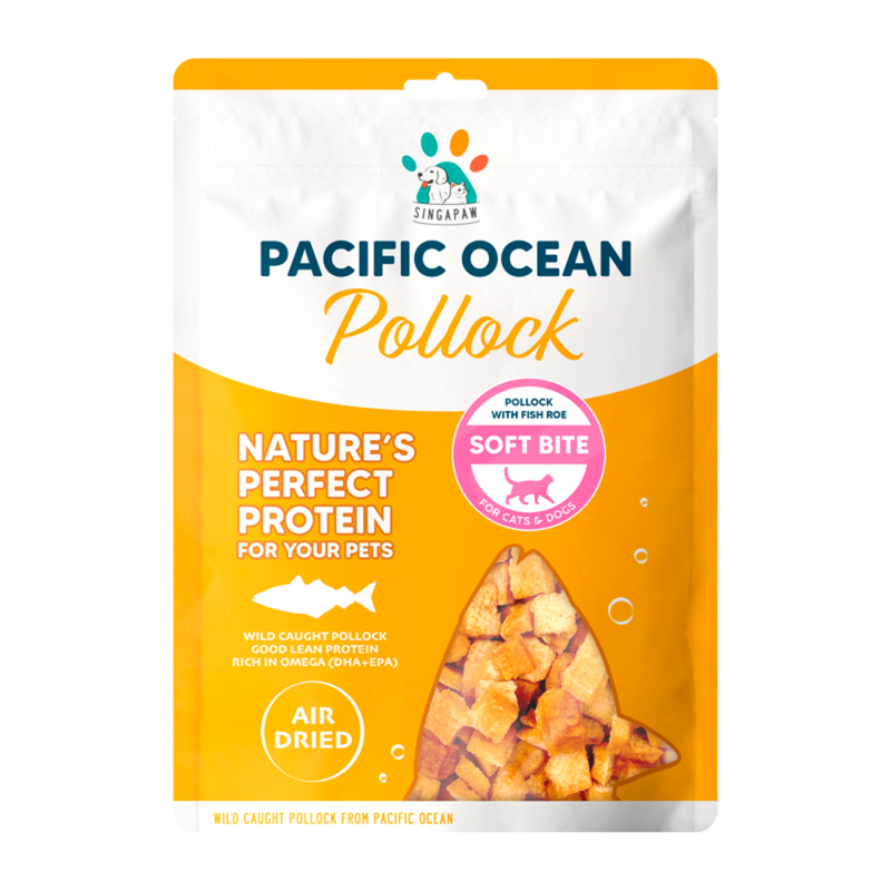 Singapaw Dogs & Cats Pacific Ocean Air Dried Pollock With Fish Roe Soft Bite