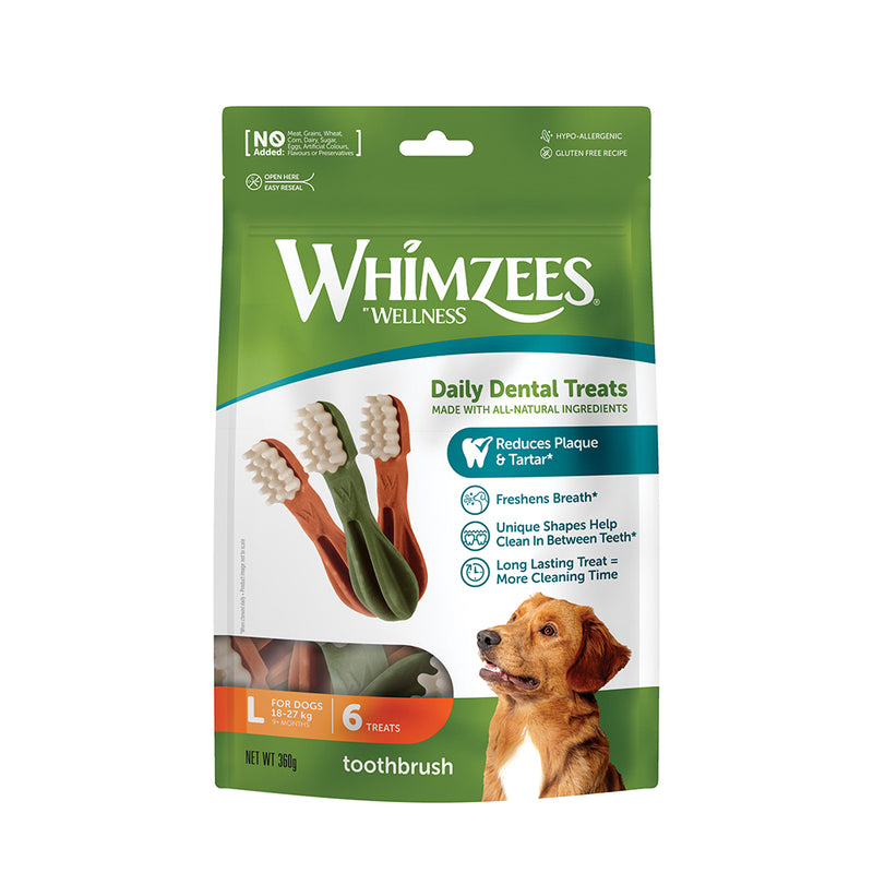 Whimzees All Natural Dental Treats for Dogs Toothbrush L 6pcs