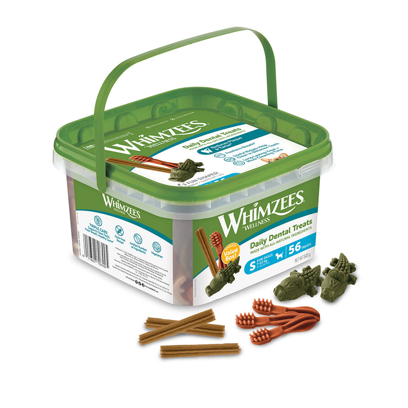 Whimzees All Natural Dental Treats for Dogs Variety Value Box S 56pcs