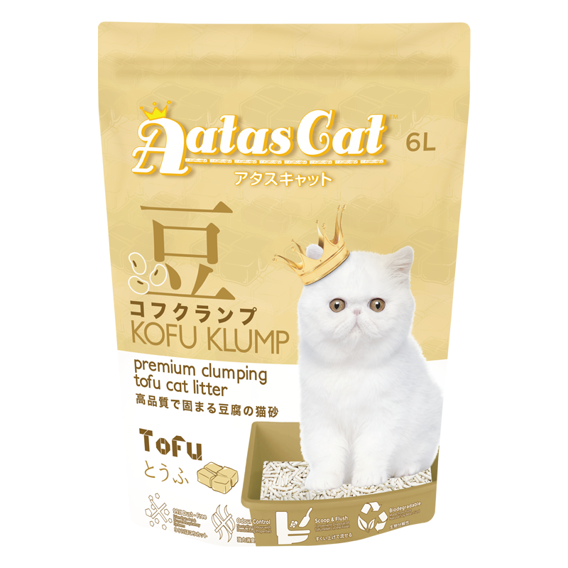 Aatas Cat Premium Clumping Tofu Cat Litter - Kofu Klump Tofu 6L