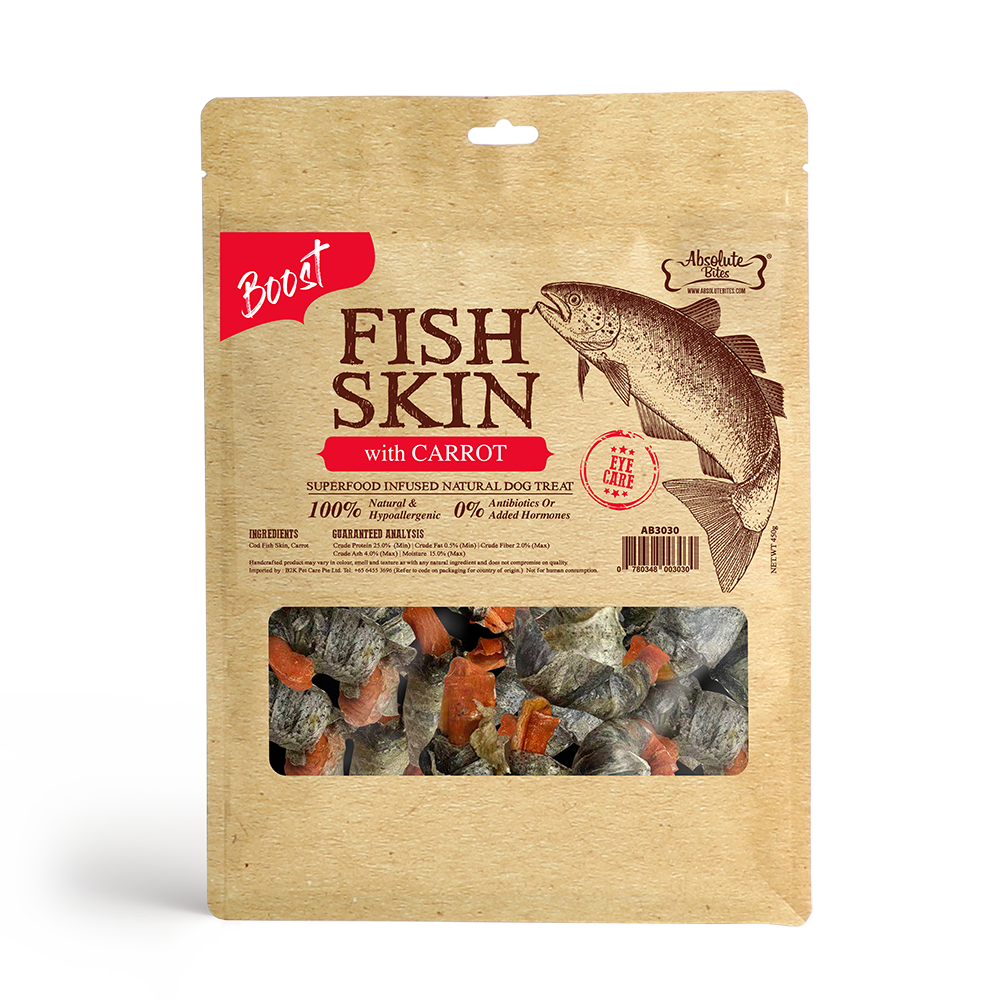 Absolute Bites Fish Skin with Carrot 450g