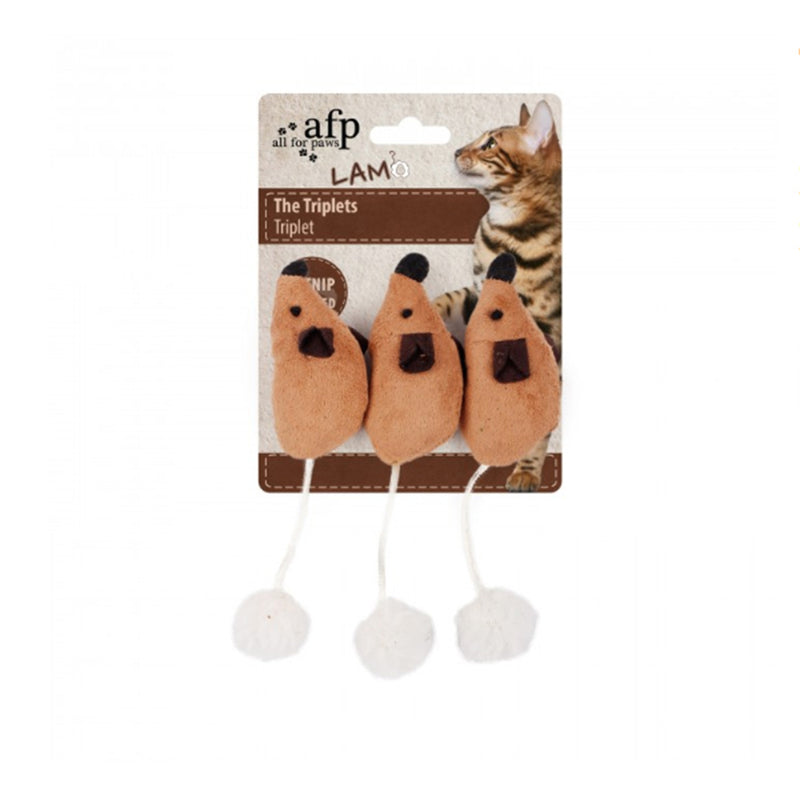 All For Paws Cat Lamb The Triplets Mouse Light Brown 3pcs