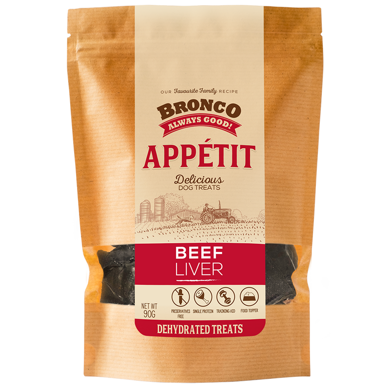 Bronco Dog Appetit Dehydrated Treats Beef Liver 90g