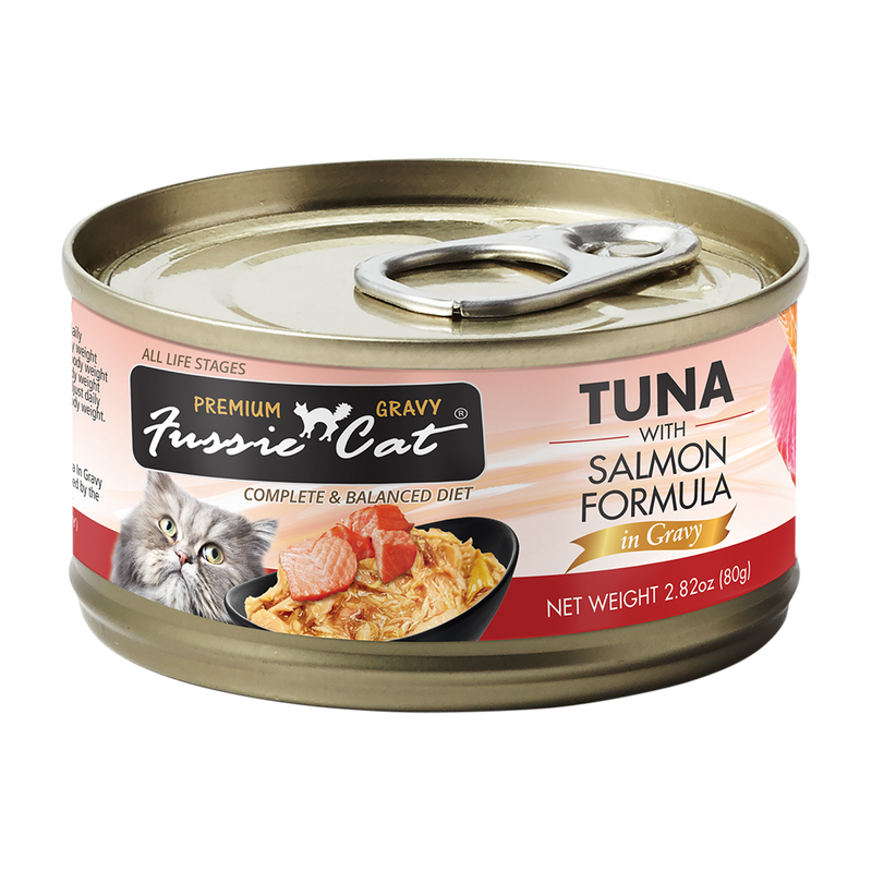Fussie Cat Black Label Tuna with Salmon in Gravy 80g