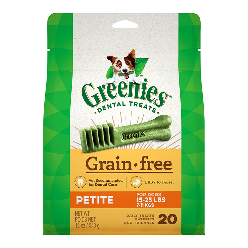 Greenies Dog Dental Treats Grain-Free Petite 12oz - 20pcs