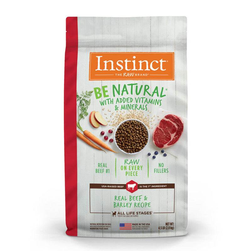 Instinct The Raw Brand Dog Be Natural Real Beef & Barley Recipe 4.5lb