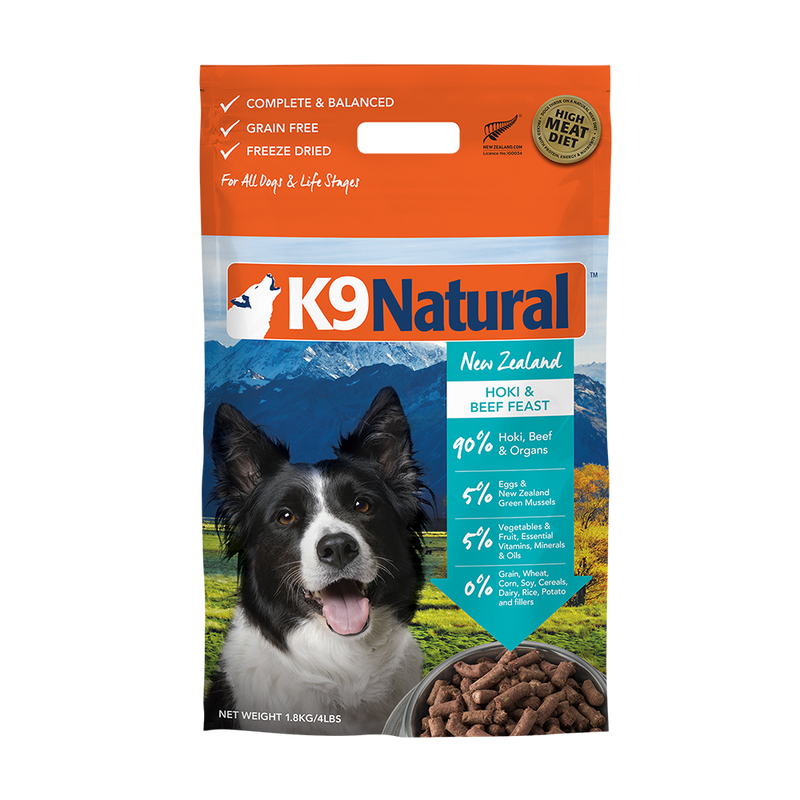 K9 Natural Dog Freeze Dried Hoki & Beef 1.8kg