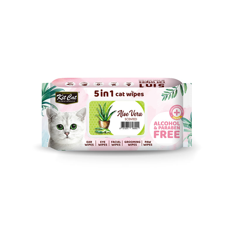 KitCat 5 in 1 Cat Wipes Aloe 80sheets