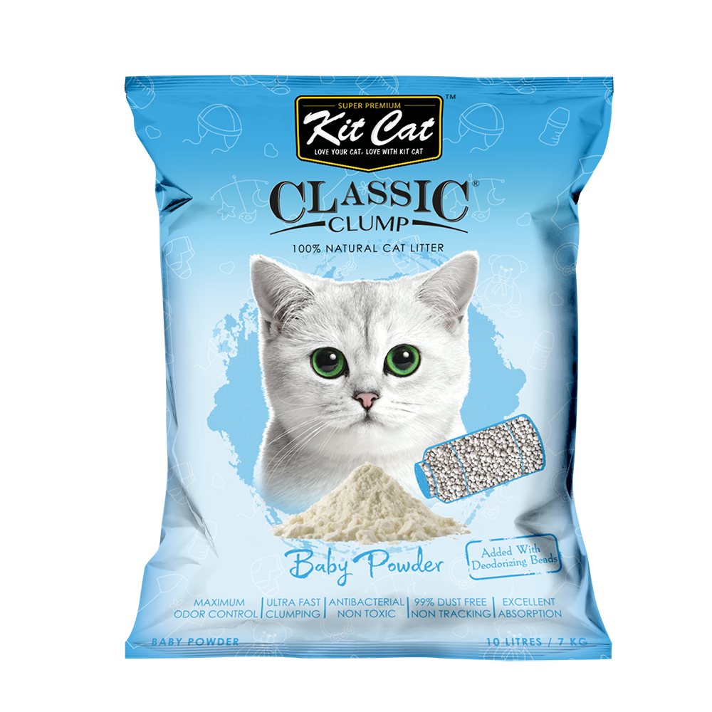 KitCat Cat Classic Clump Litter Baby Powder 7kg
