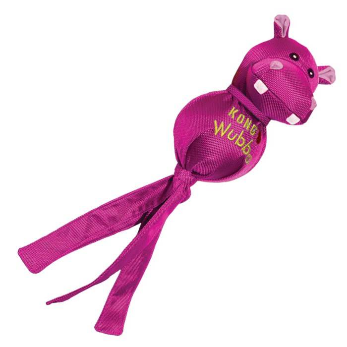 Kong Wubba Friends Ballistic XL Hippo – Squeaky Dog Toy For Fetch & Tug – Extra Large, Reinforced Nylon