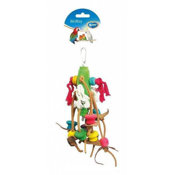 Duvo Birdtoy Rope with Colorful Cubes & Leather 23cm