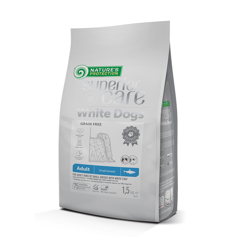Nature's Protection Dog Superior Care White Dogs Small Breed Grain-Free with Herring 1.5kg