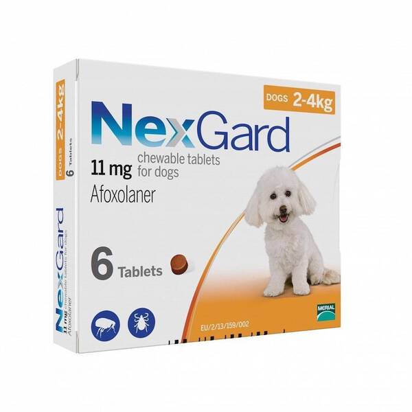 Nexgard Afoxolaner Chewable Tablets for Dogs 2-4kg 6tablets