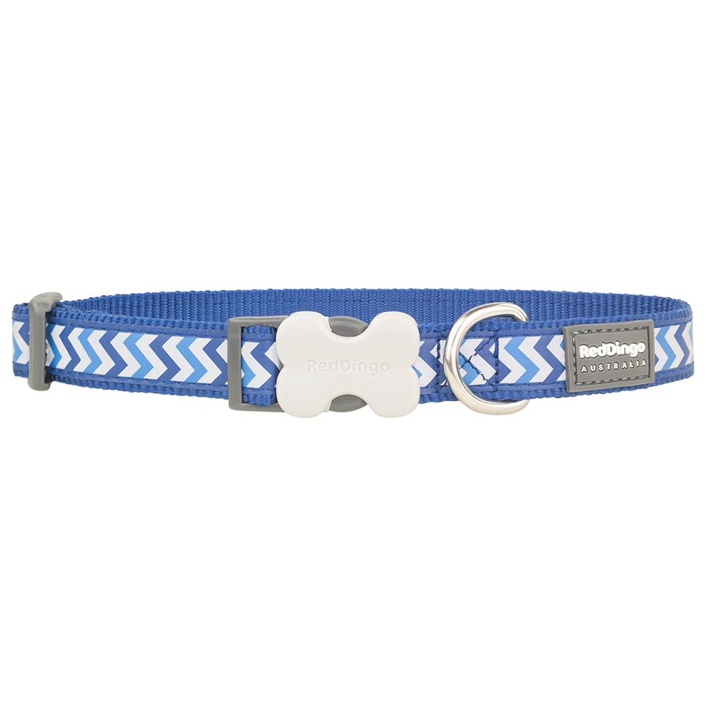 Red Dingo Dog Reflective Ziggy Collar Dark Blue S 12mm
