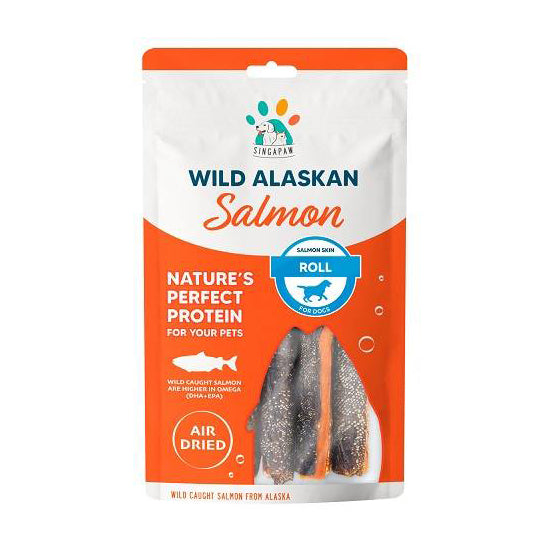 Singapaw Dog Wild Alaskan Salmon Skin Roll 90g