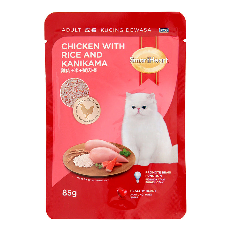 SmartHeart Cat Pouch Chicken with Rice & Kanikama 85g