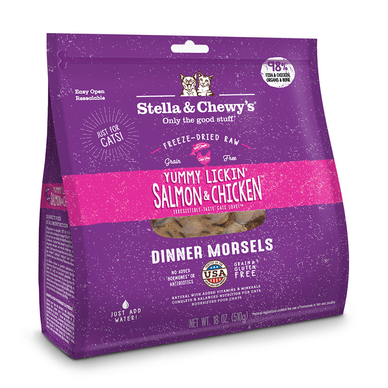 Stella & Chewy's Cat Freeze-Dried Dinner Morsels - Yummy Lickin' Salmon & Chicken 18oz