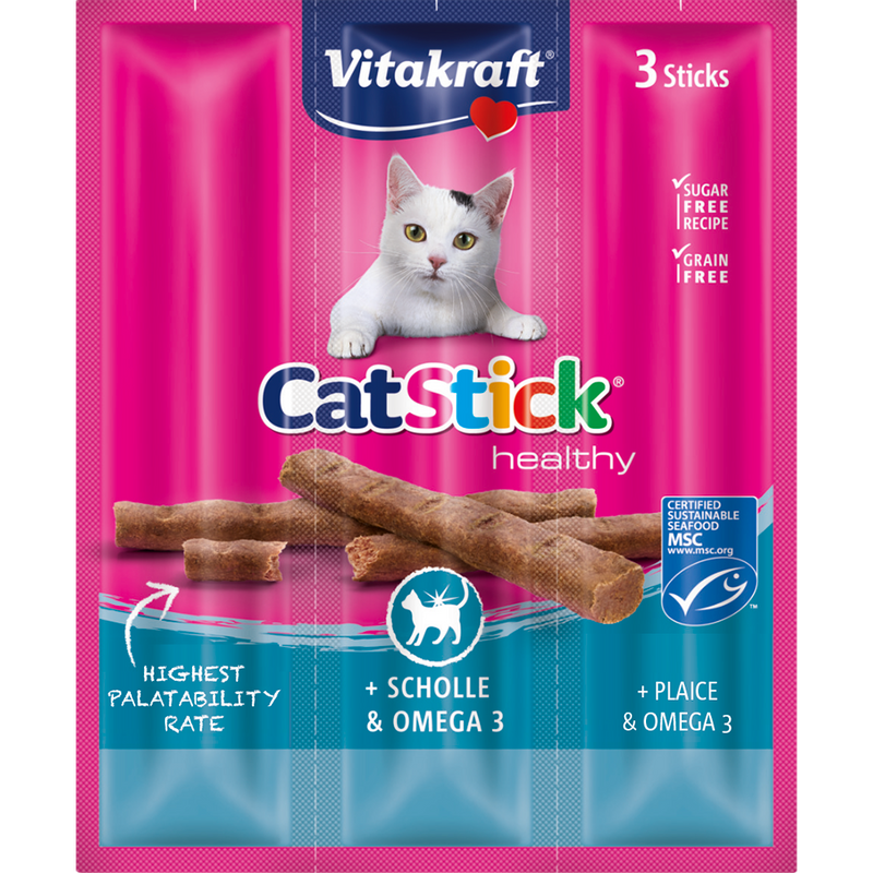 Vitakraft Cat Stick Mini Plaice & Omega 3 3sticks ( EXPIRY AUG 2024 )