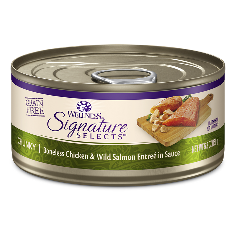 Wellness Cat Core Grain Free Signature Selects Chunky Boneless Chicken & Wild Salmon Entree in Sauce 5.3oz