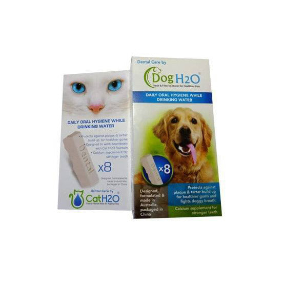 Cat H2O & Dog H2O Fresh & Filtered Water for Healthier Pets Dental Care 8pcs