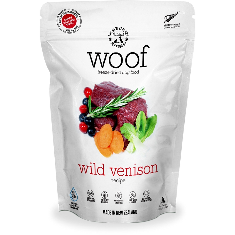 Woof Freeze-Dried Raw Wild Venison Dog Food 1.2kg