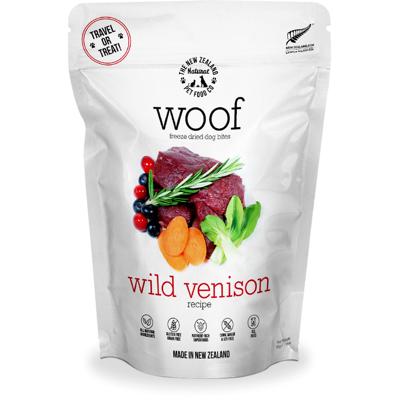 Woof Freeze-Dried Raw Wild Venison Dog Treats 50g