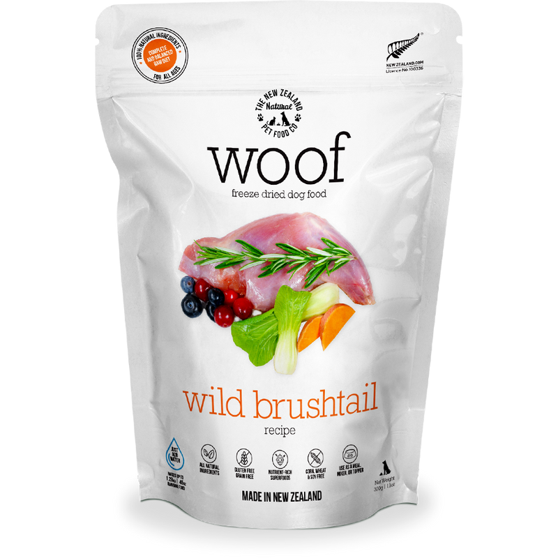 Woof Freeze Dried Raw Wild Brushtail Dog Food 320g