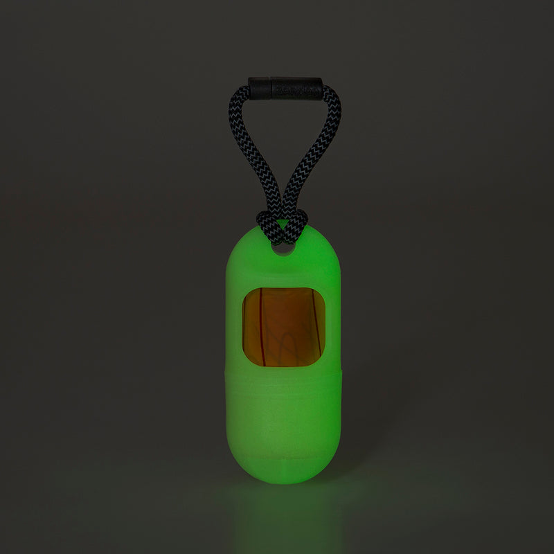 Zee.Dog Poop Bag Dispenser Glow-In-The-Dark + 1roll