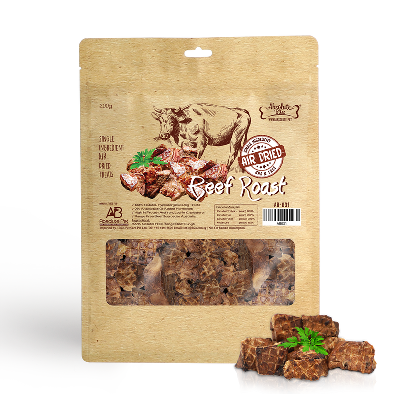 Absolute Bites Air-Dried Beef Roast Lungs 200g