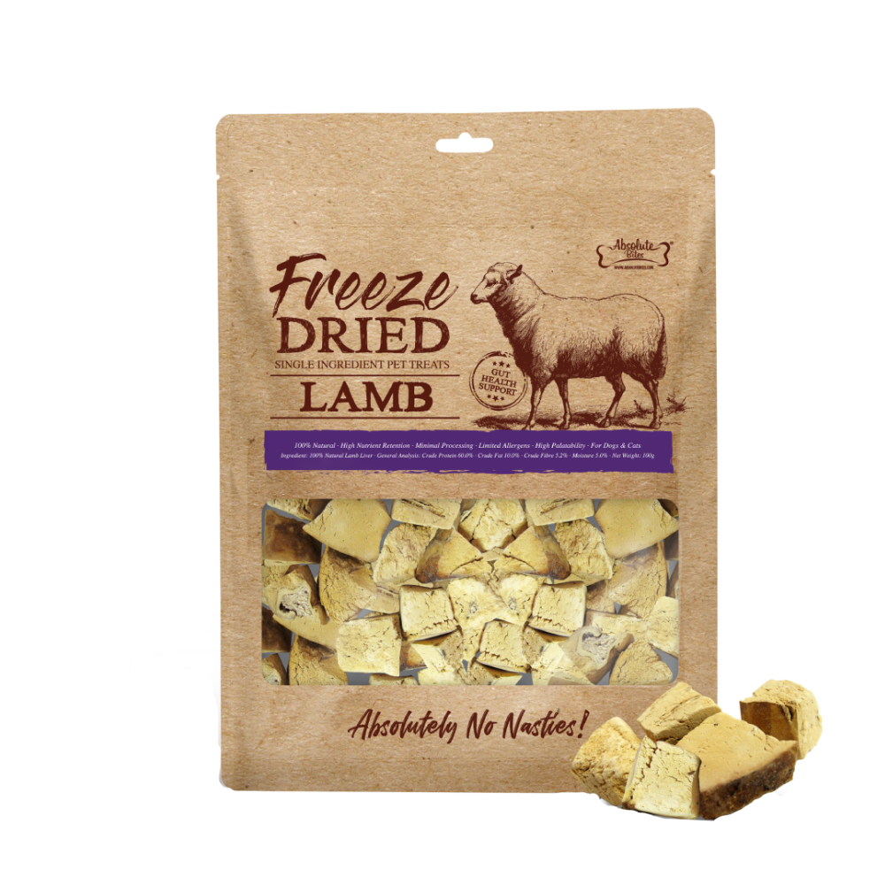 Absolute Bites Dog & Cat FreezeDried Lamb Liver 100g