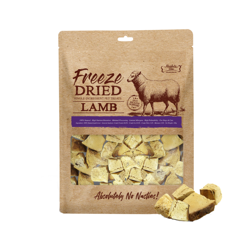Absolute Bites Dog & Cat Freeze-Dried Lamb Liver 100g