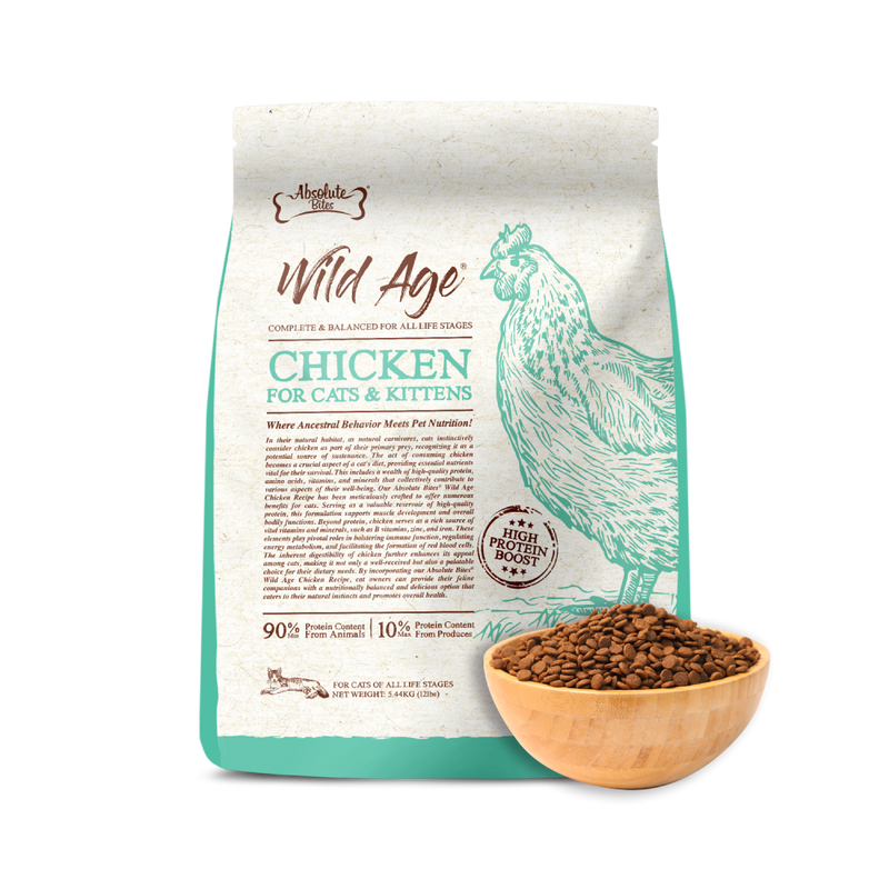 Absolute Bites Wild Age Cat Chicken Complete & Balanced For All Life Stages 12lbs