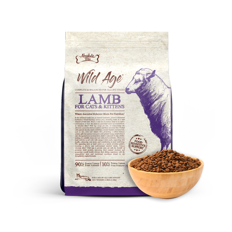 Absolute Bites Wild Age Cat Lamb Complete & Balanced For All Life Stages 3.3lbs