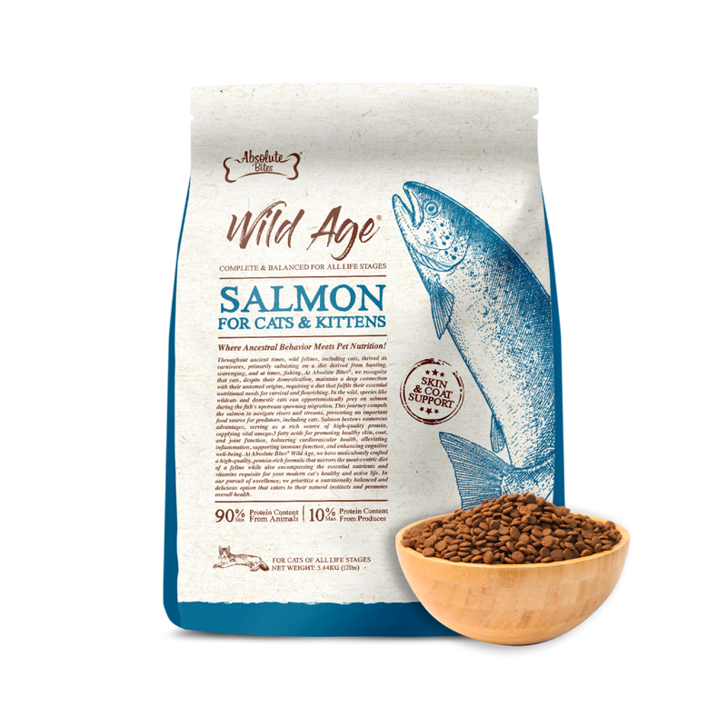 Absolute Bites Wild Age Cat Salmon Complete & Balanced For All Life Stages 12lbs