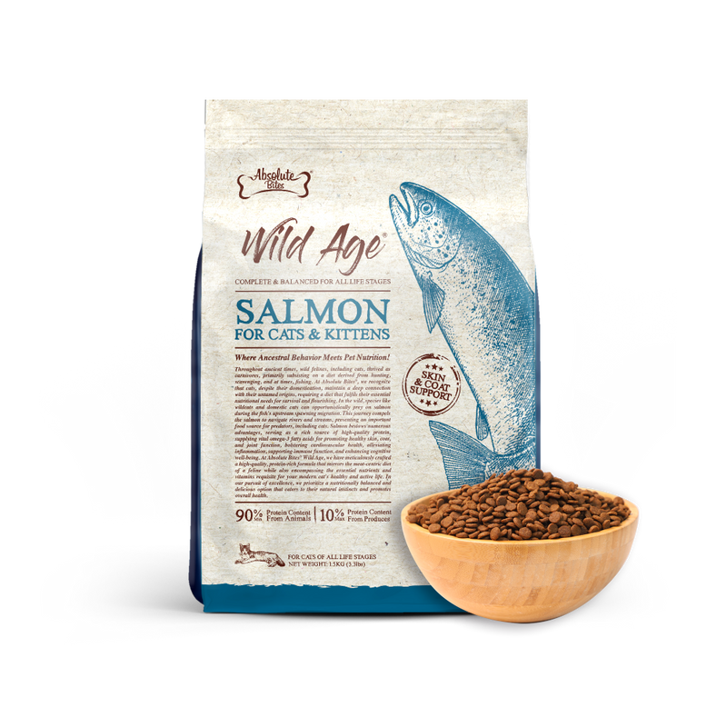 Absolute Bites Wild Age Cat Salmon Complete & Balanced For All Life Stages 3.3lbs