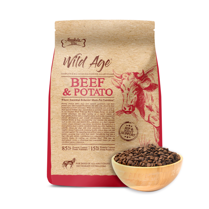 Absolute Bites Wild Age Dog Beef & Potato Complete & Balanced For All Life Stages 22lbs