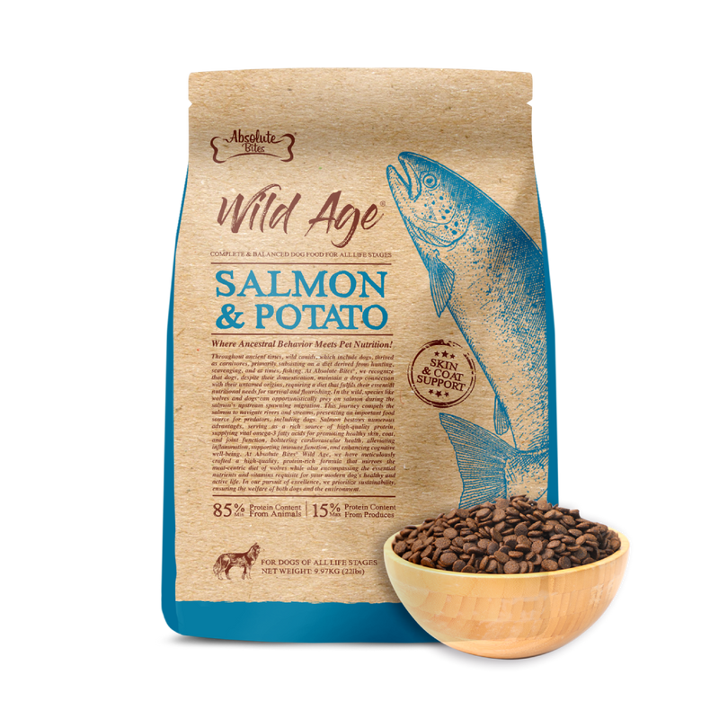 Absolute Bites Wild Age Dog Salmon & Potato Complete & Balanced For All Life Stages 22lbs