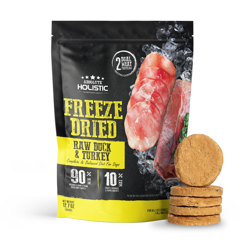Absolute Holistic Dog Freeze Dried Raw Patties Duck & Turkey 12.7oz