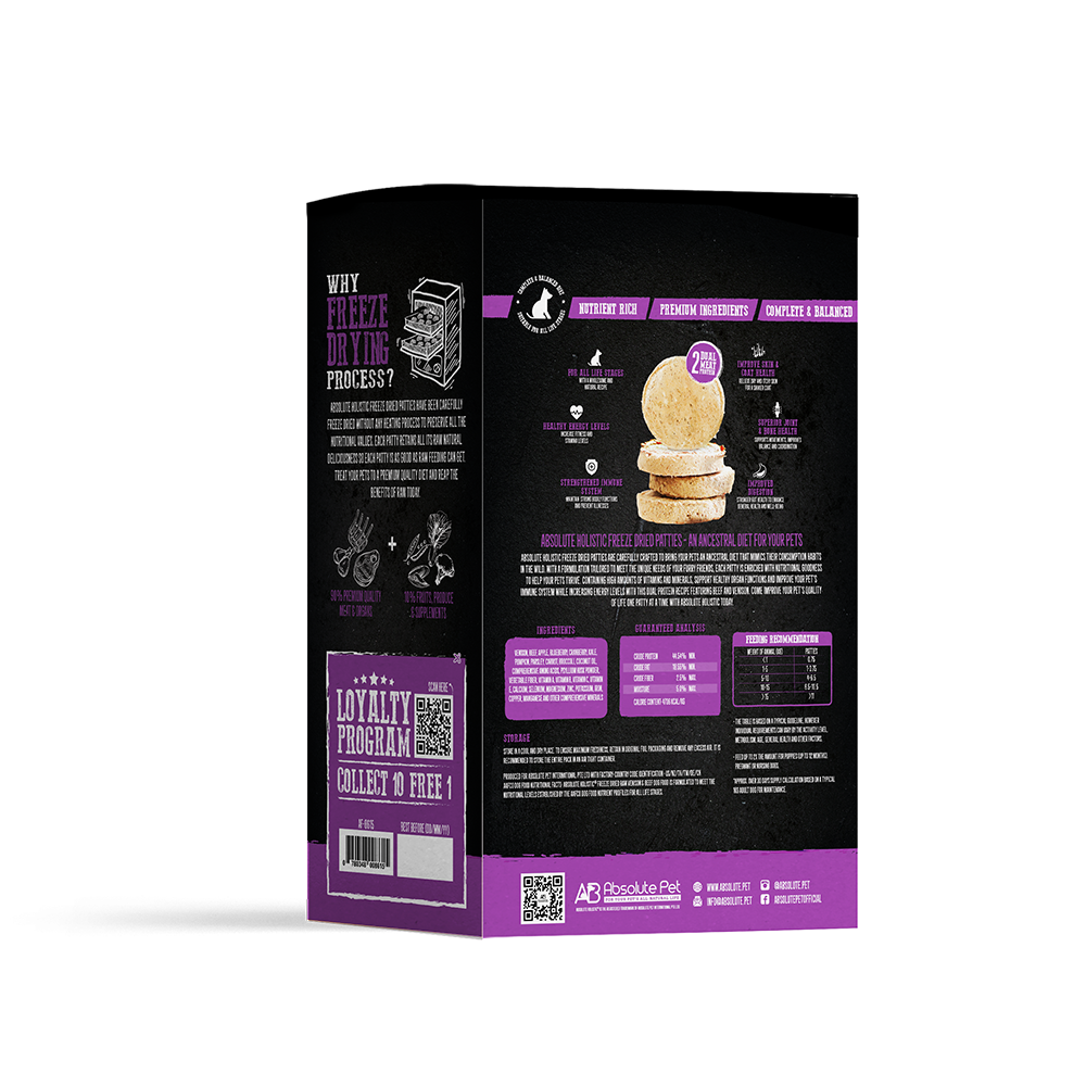 Absolute Holistic Dog Freeze Dried Raw Patties Venison & Beef 12.7oz