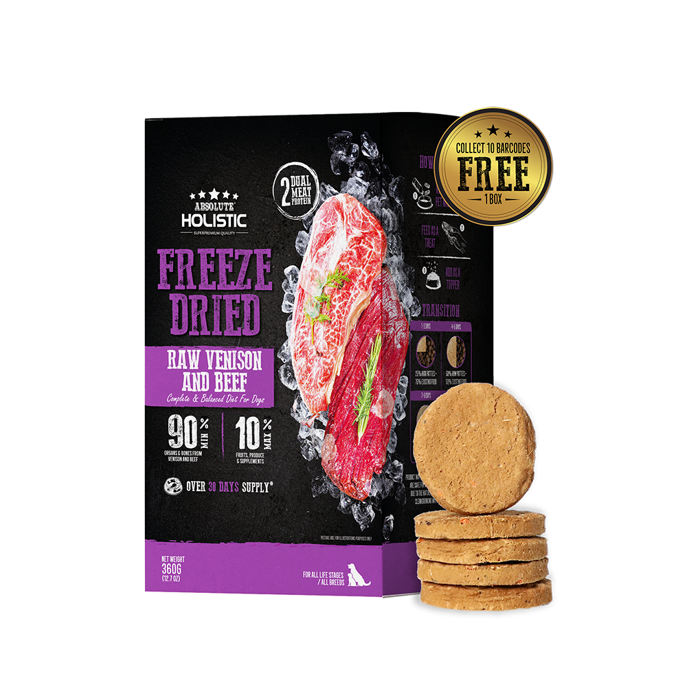 Absolute Holistic Dog Freeze Dried Raw Patties Venison & Beef 12.7oz