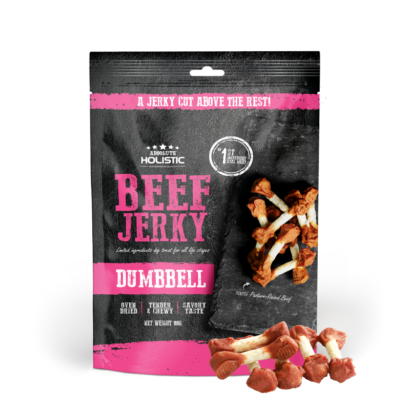 Absolute Holistic Dog Treats Beef Jerky Dumbbell 100g