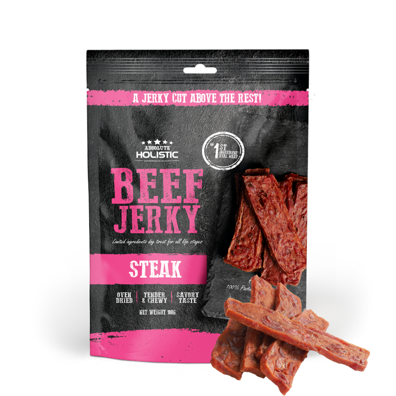 Absolute Holistic Dog Treats Beef Jerky Steak 100g