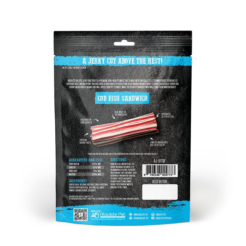 Absolute Holistic Dog Treats Codfish Jerky Sandwich 100g