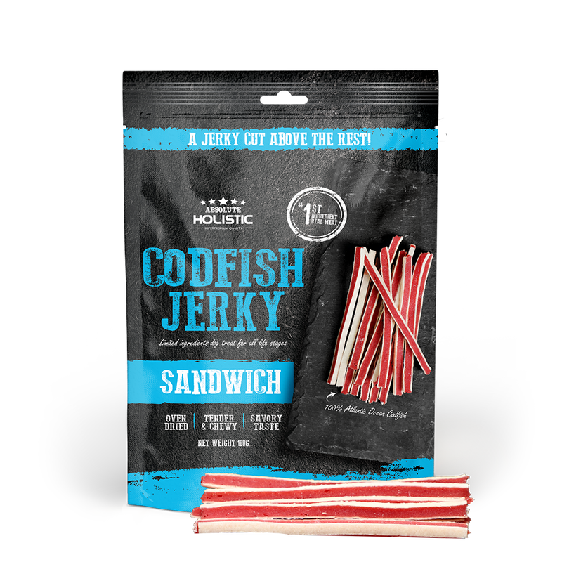Absolute Holistic Dog Treats Codfish Jerky Sandwich 100g